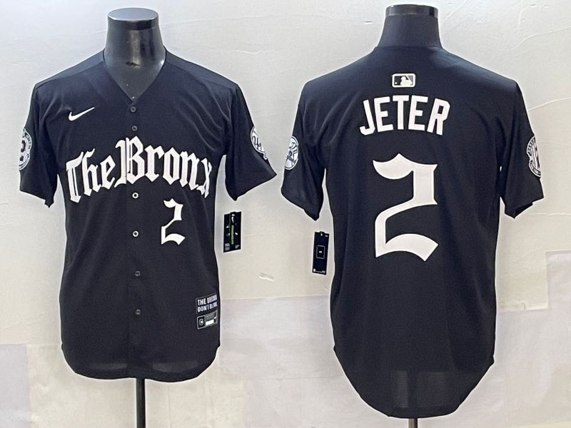 Men 2025 New York Yankees 2 Jeter Black Five generations Joint Name Nike MLB Jersey style 4